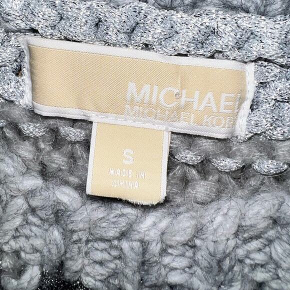 Michael Kors Womens Gray Sweater Shimmer Stripe Chunky Long Sleeve Sz Medium - Picture 6 of 9